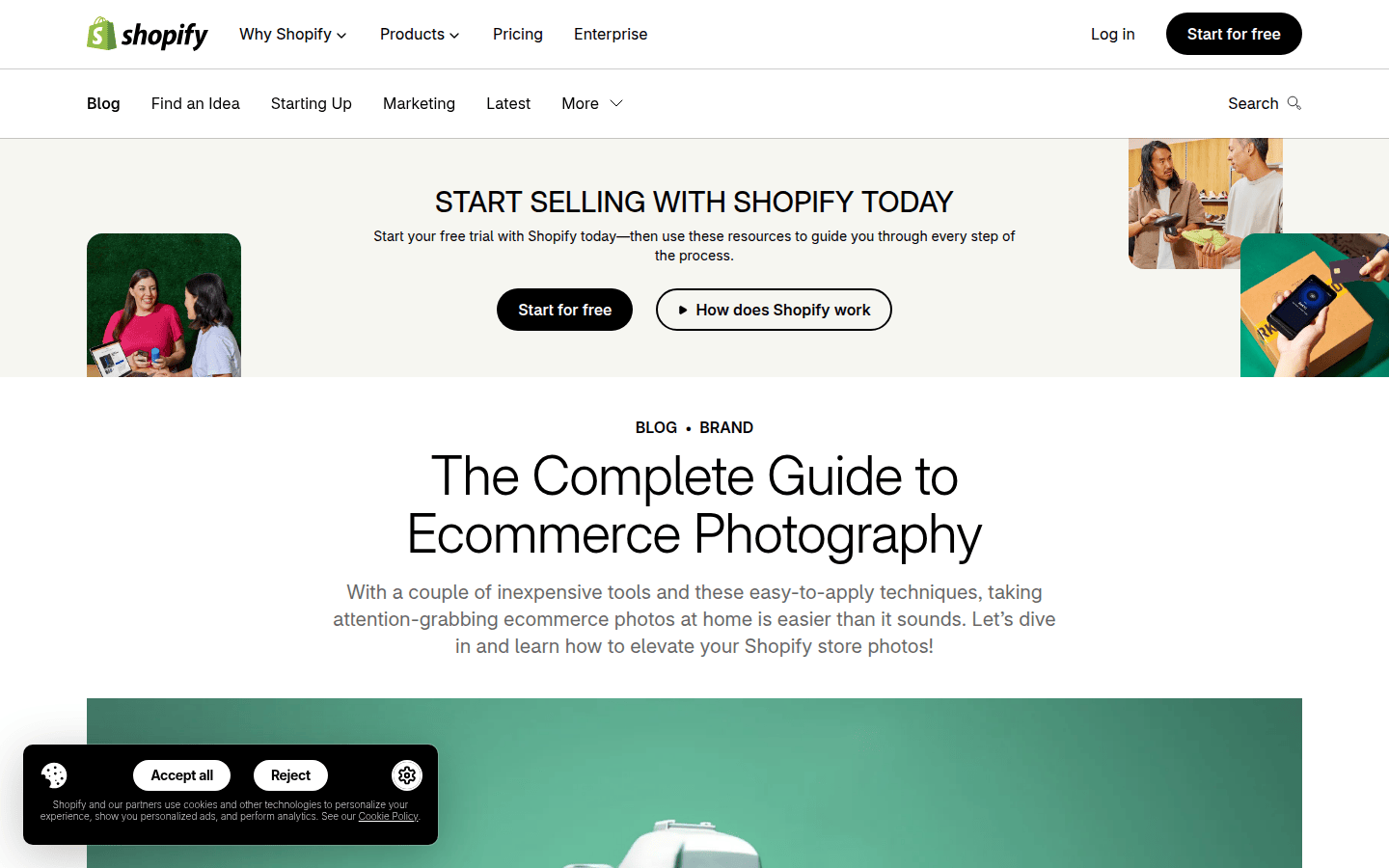 Shopify's guide outlining core workflow stages for product photography