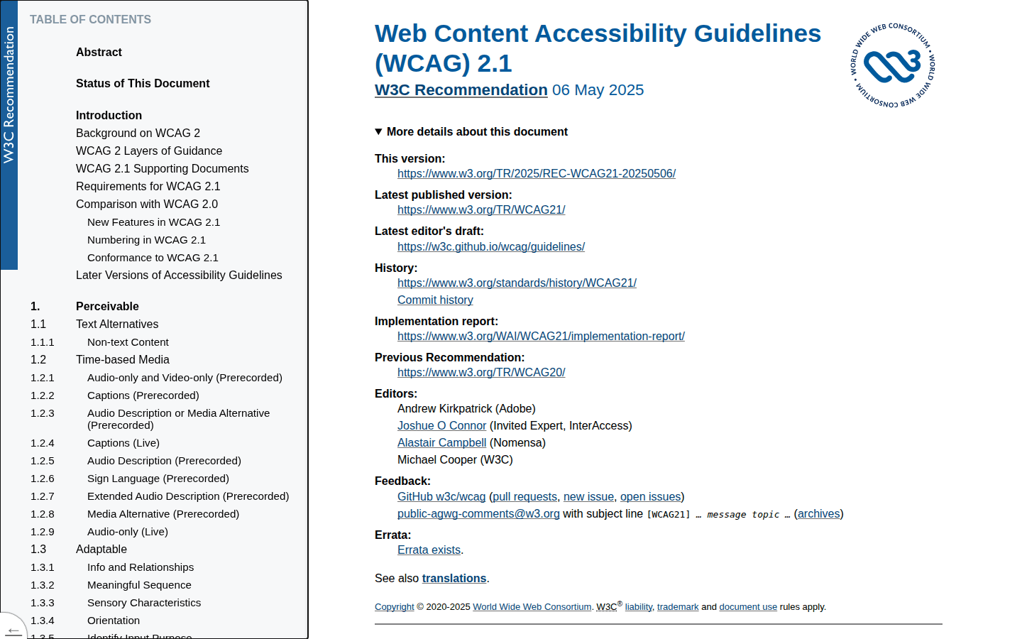 Screenshot of WCAG 2.1 guidelines on text spacing