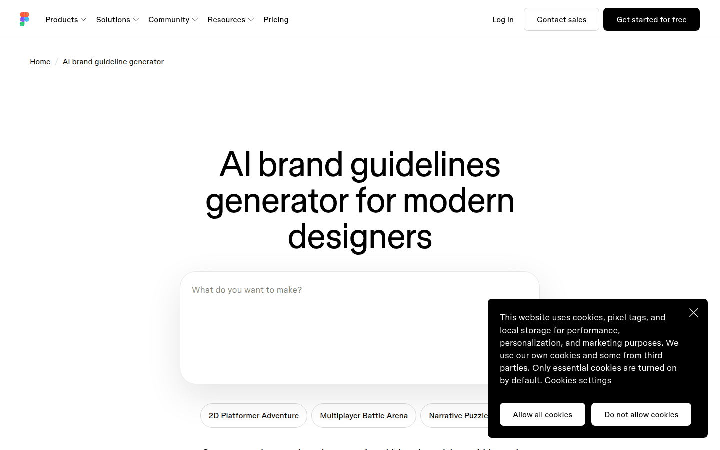 Design tool product page used in this comparison