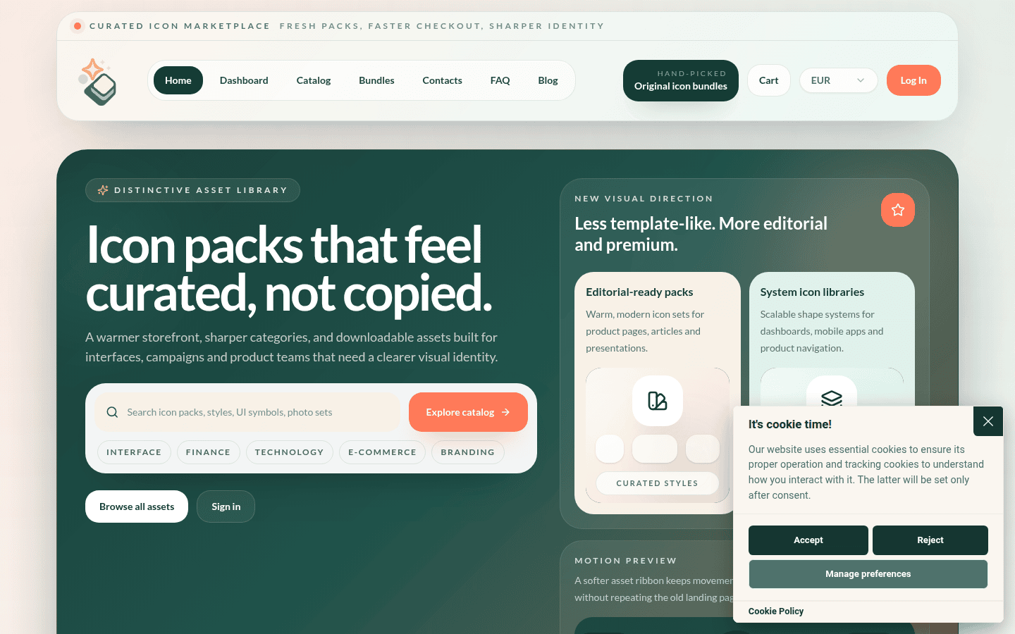 Screenshot of Noun Project's homepage showing search and icon display.