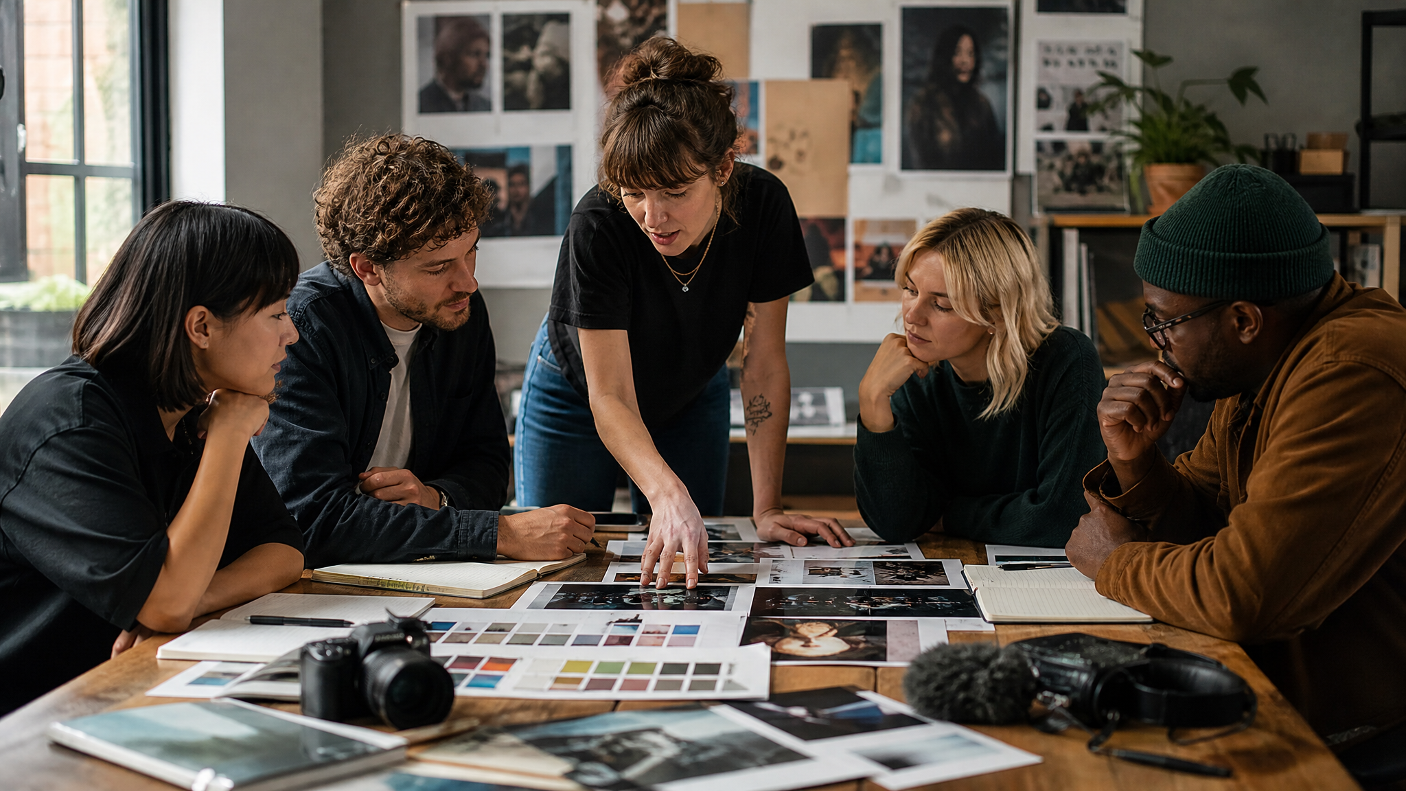 Brand team preparing a detailed video brief
