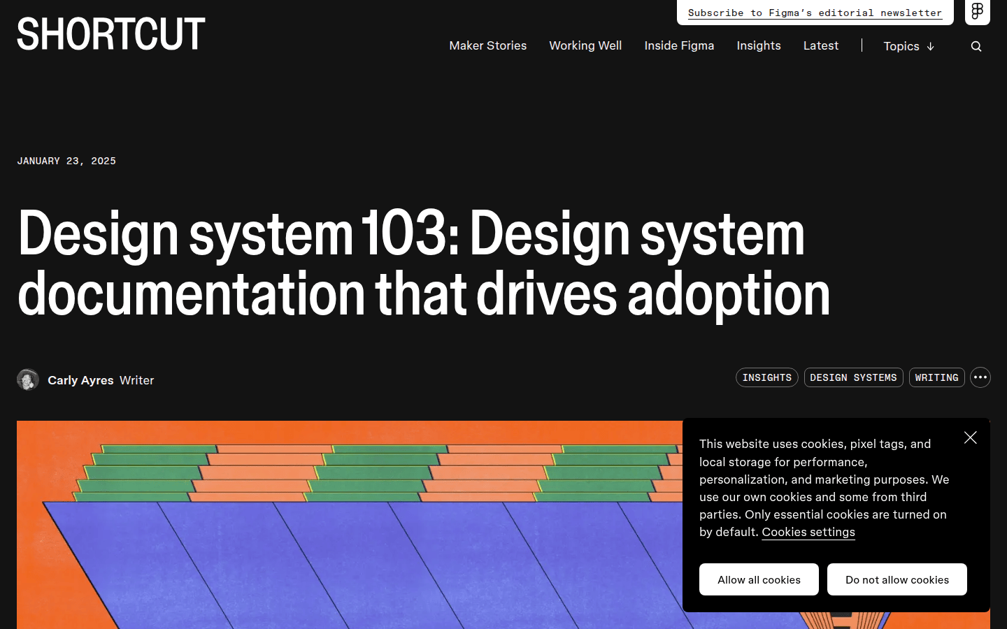 Screenshot of Figma blog post on design system documentation best practices.