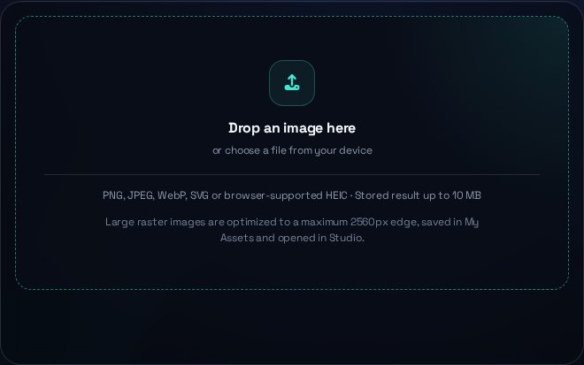 DanceLogo Studio upload area for choosing an image